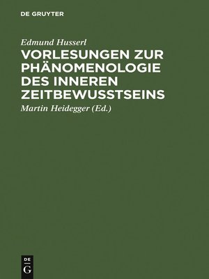 cover image of Vorlesungen zur Phänomenologie des inneren Zeitbewußtseins